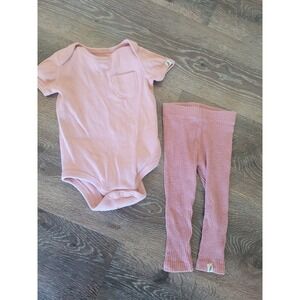 Easy Peasy Baby 12M Organic Cotton Rib Knit Bodysuit and Leggings Set Pink #5
